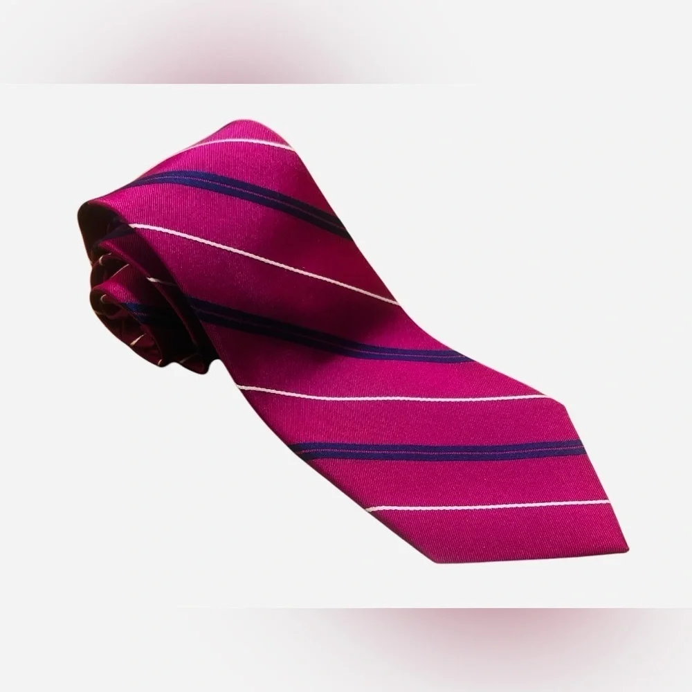 Lauren Ralph Lauren Magenta and Navy Striped Tie